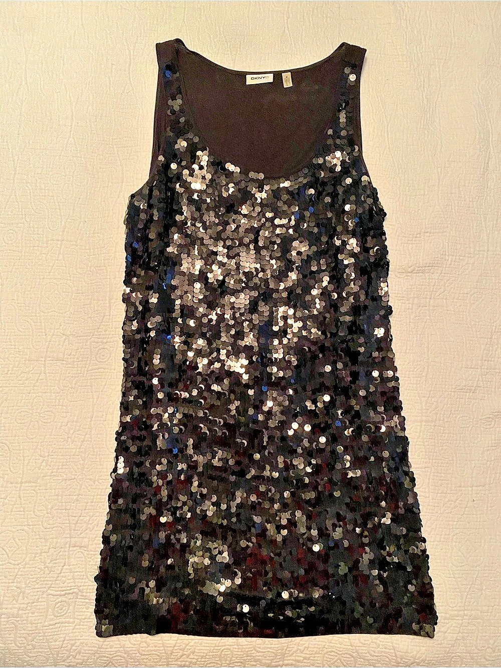 DKNYC Sequin Mini Dress in Black. Size Medium. Like New